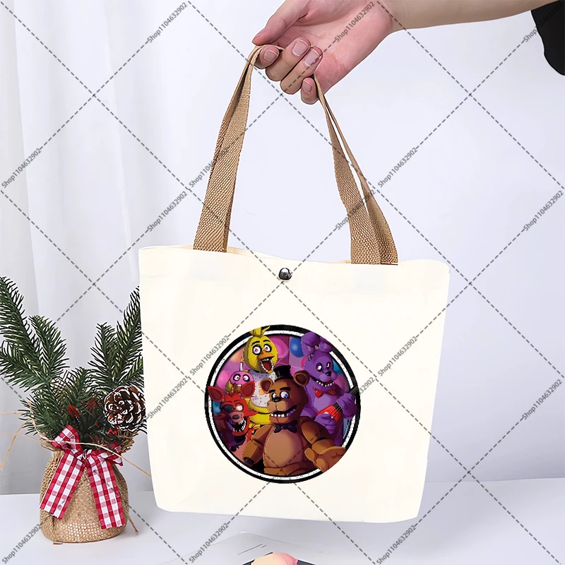 FNAF Handbags Five Nights At Freddys Portable Shopping Bags Cartoon Anime Pattern Printed Handbag Men Fashion Bag Party Gifts
