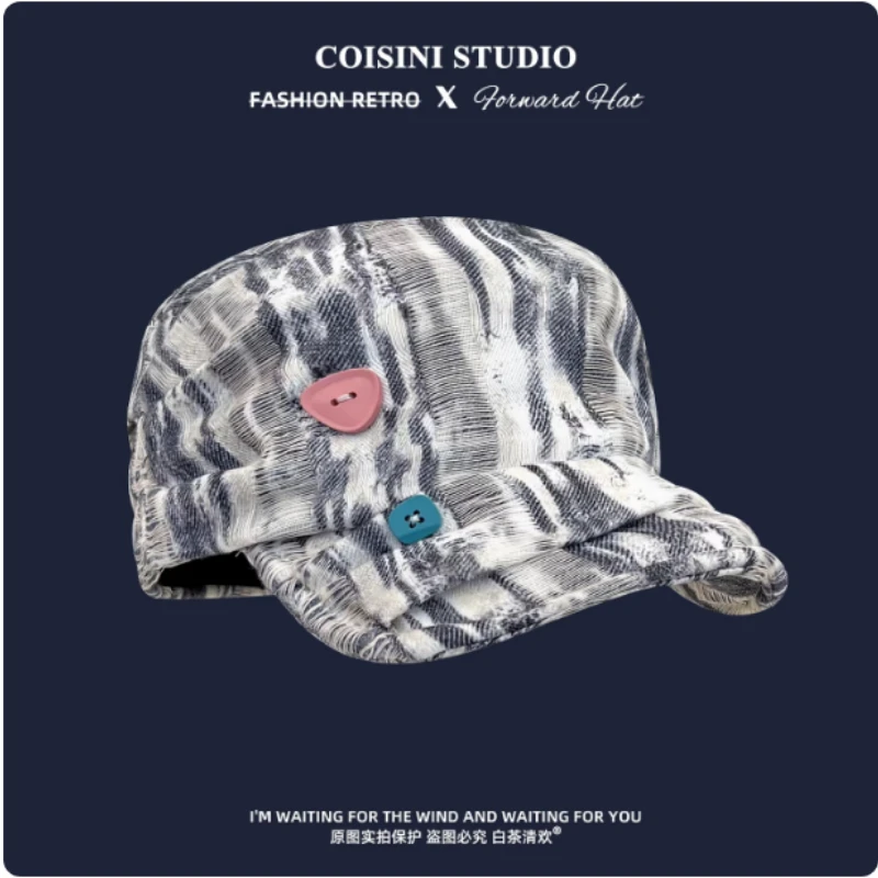 

Японская кепка-фуражка в клетку с мягким козырьком и пуговицами, весенне-осенняя, в британском стиле, для женщин