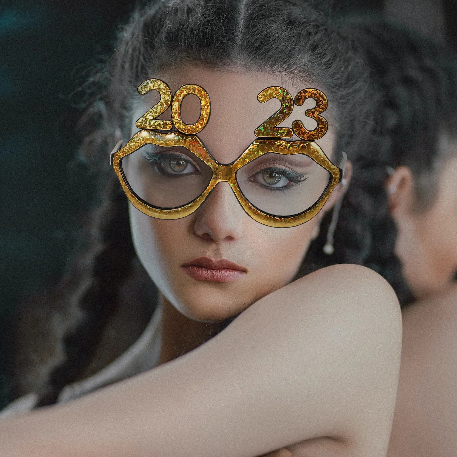 

6 Pcs Digital Glasses 2023 Funny Family Gathering Decorative Minimalist New Year Glasses Frames Party Eyeglasses Photo Props