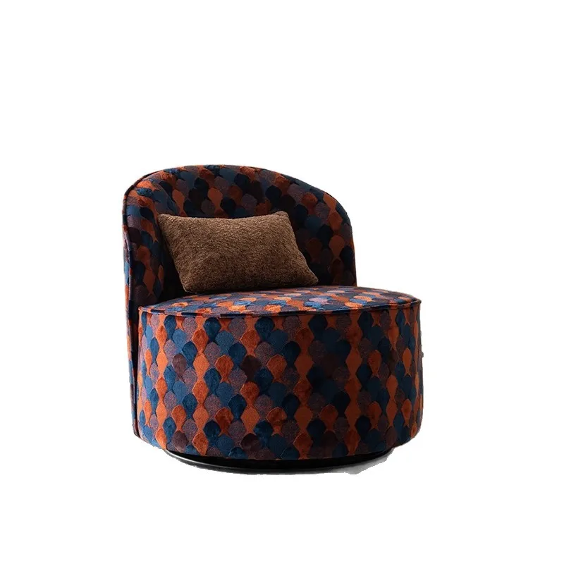

American retro fabric single sofa chair living room home French medieval lazy rotating dressing chair