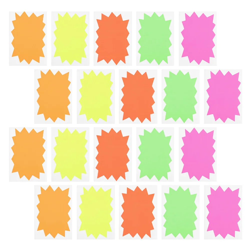 

100Pcs Fluorescent Blank Price Stickers Strong Adhesion Burst Star Cutouts for Retail Store Supermarket Garage Sale Vendor