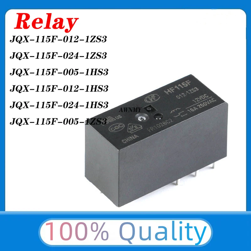 5Pcs HF115F JQX-115F-005-1ZS3 JQX-115F-012-1ZS3 JQX-115F-024-1ZS3 JQX-115F-005-1HS3 JQX-115F-012-1HS3 JQX-115F-024-1HS3 Relay