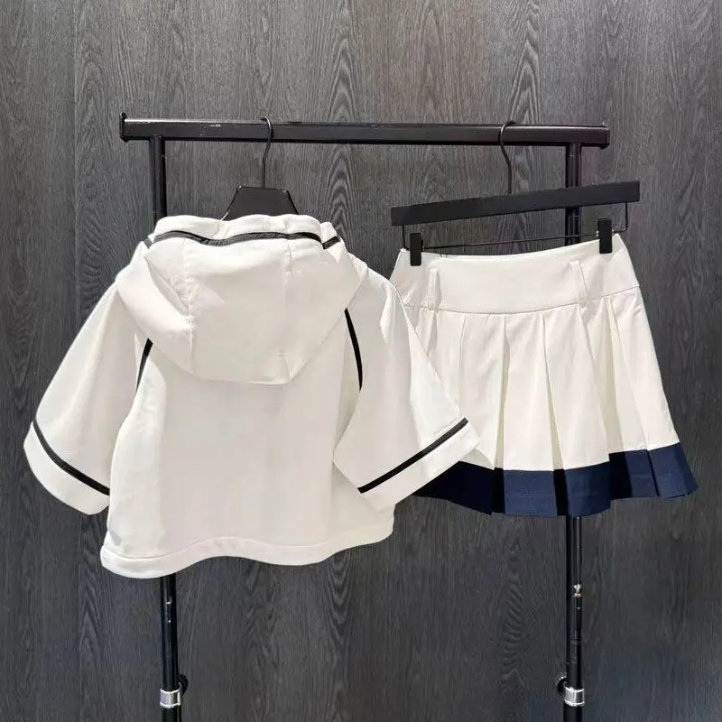 2026 Korean Style Women Golf Hoodie Jacket Short Sleeve Zip Crop Sport GOLF Top Spring Outfit