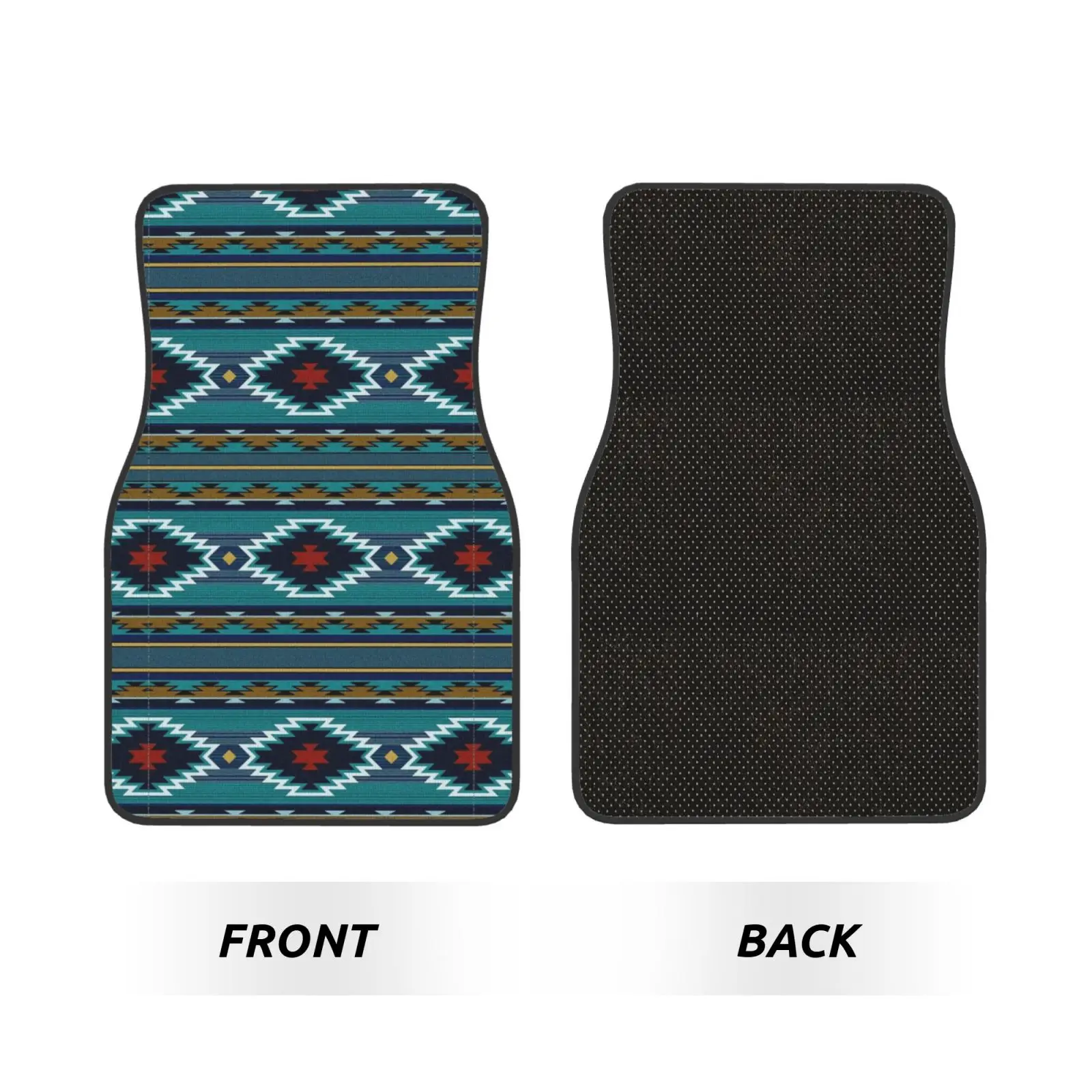 Dark Green Aztec Pattern Car Floor Mats Waterproof Car Carpet Mat Set of 4pcs with Anti-Slip Backing Fit for SUV Trucks