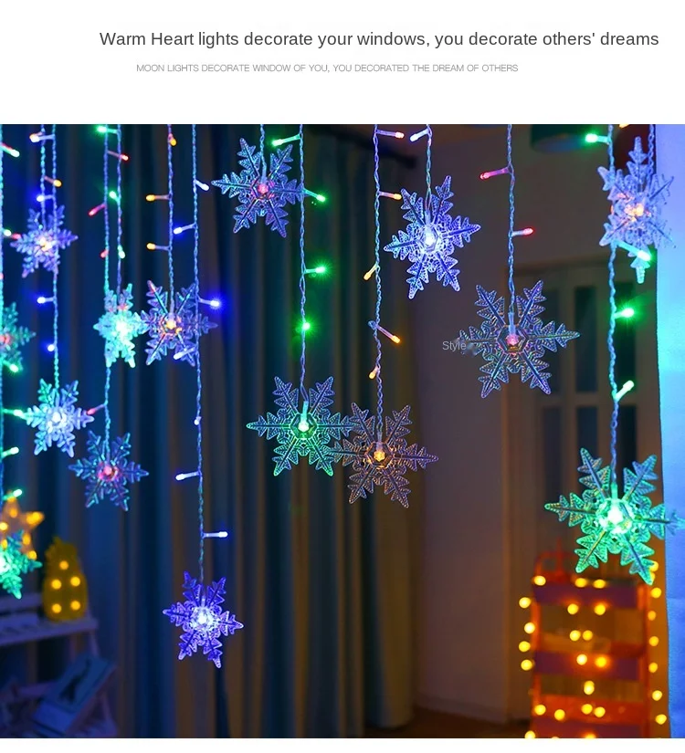 3.5M Christmas Lights LED Fairy String Lights Snowflake Curtain Garland Waterproof For Holiday Party Xmas Decoration 2026