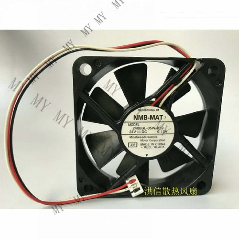 

TT 1pcs for NMB-MAT 2406GL-05W-B59 DC24V 0.13A 6015 60mm 6CM cooling fan 3pin