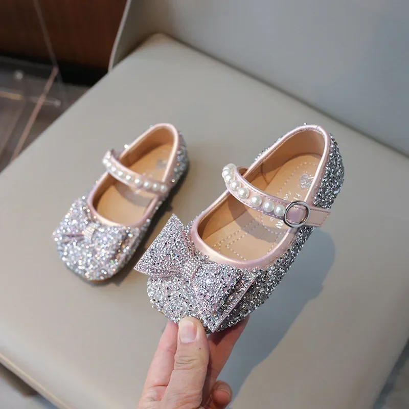 Spring Autumn Fashion Girls Princess Shoes Clogs Soft Soled for kids  Crystal Shoe New rhinestone size 23-35