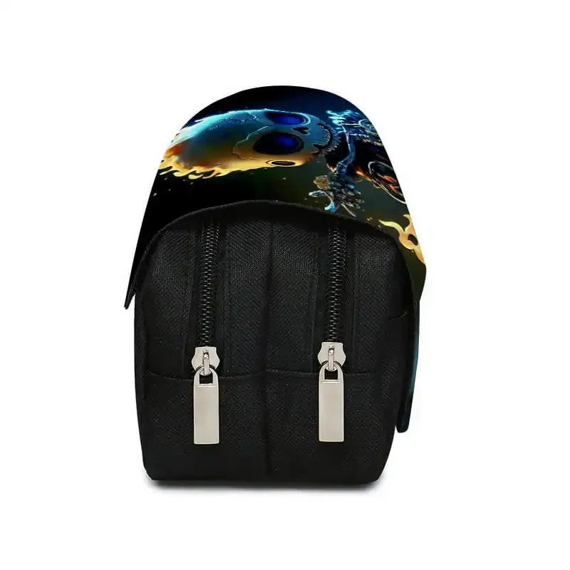 Motorcycle Skull Double Flip Pen Case For Boy And Girls Best Gift 2D Flat Cartoon Pencil Pouch School Pencil Bag For Children