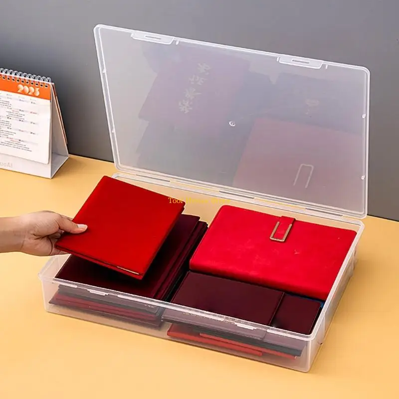 

Plastic Storage Box with Latching Lid for Paper and Classroom Organization Stackable Document Holder Magazine