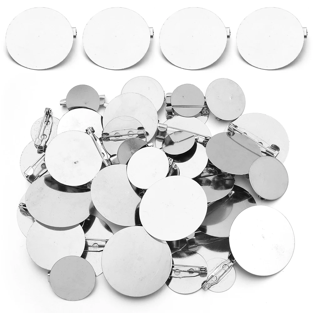 20 Stück/Set 15/20/25/30mm runde Metall-Broschenrohlinge aus Eisen mit Sicherheitsnadeln für die Schmuckherstellung, DIY Modeschmuckzubehör – Detail 6