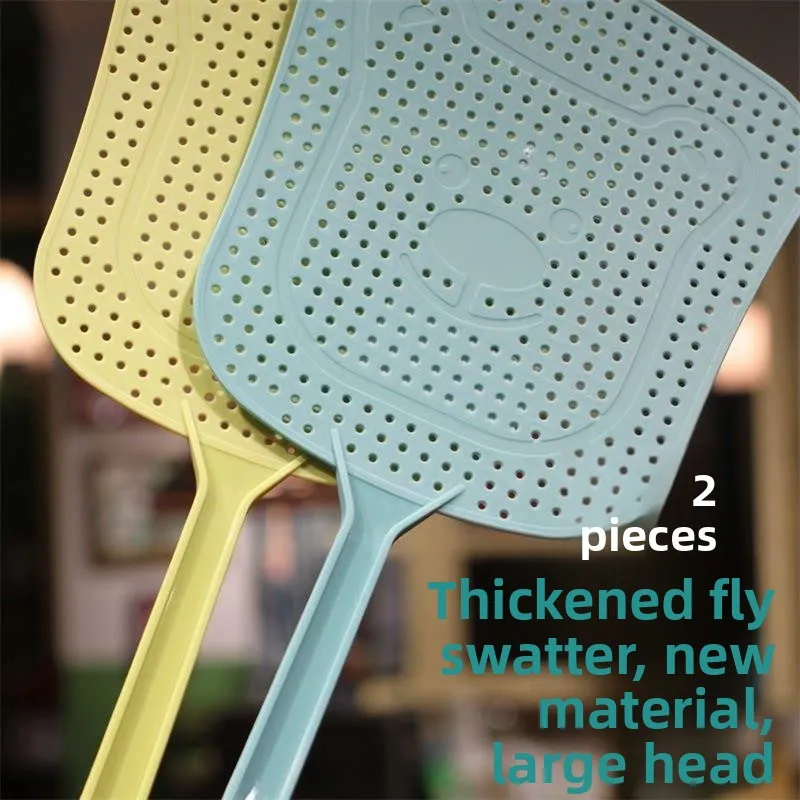 Extra Large Thickened Plastic Fly Swatter Flexible Anti-slip Handle Cow Tendon Unbreakable Long Pole Home Use Insect Killer