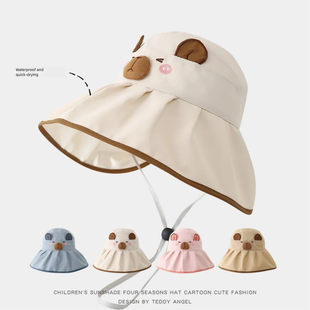 

Cartoon Kapibala Baby Sun Hat Cute Design Breathable UV Protection Hat Adjustable Open Top Sun Protection Hat For Boys And Girls