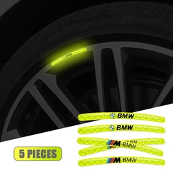 5Pcs Reflective Car Wheel Rims Strip Stickers Decoration Accessories For BMW M Performance E30 E46 E53 E62 E71 E84 E92 X4 X5 X6