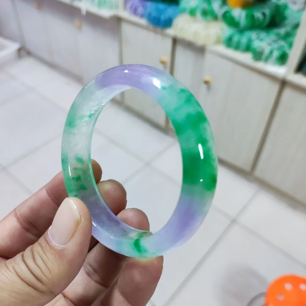 High quality three color spring color ice seed jade bracelet, flat bar Bashan jade bracelet bangle bangles for women Gift
