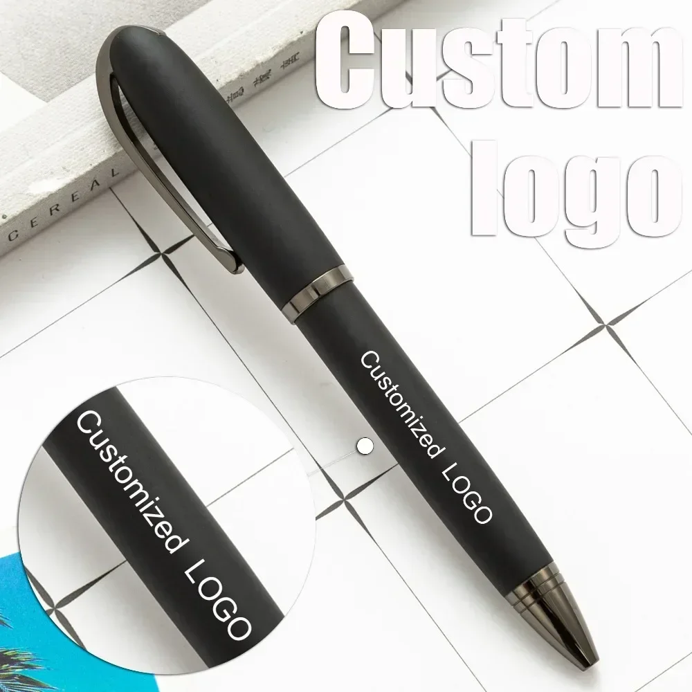 

New Luxury Metal Black Ballpoint Pen Custom Logo Business Advertising Gift Signature Pen Stationery Wholesale