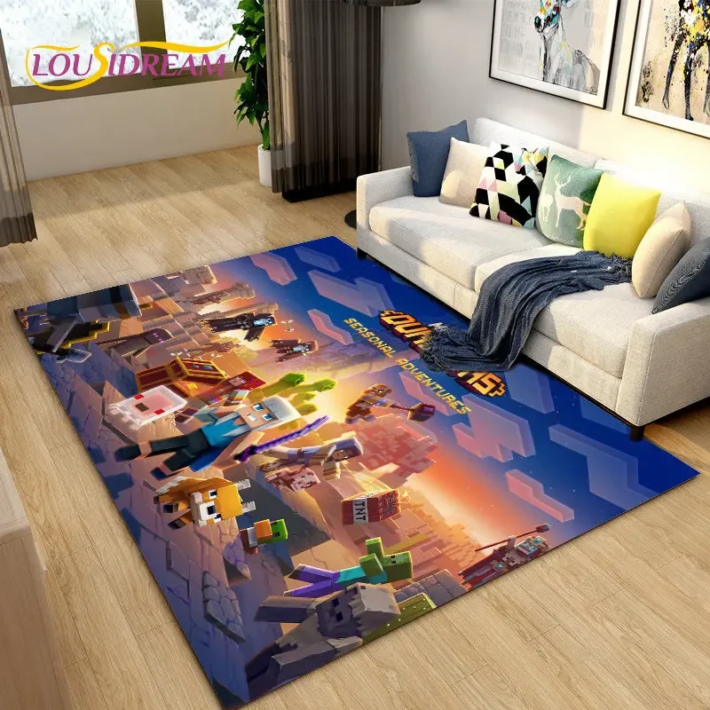 

3D Sandbox Games Non-slip Area Rug – Large Carpet for Living Room, Bedroom, Sofa, Doormat, Kids Play, Room Decoration