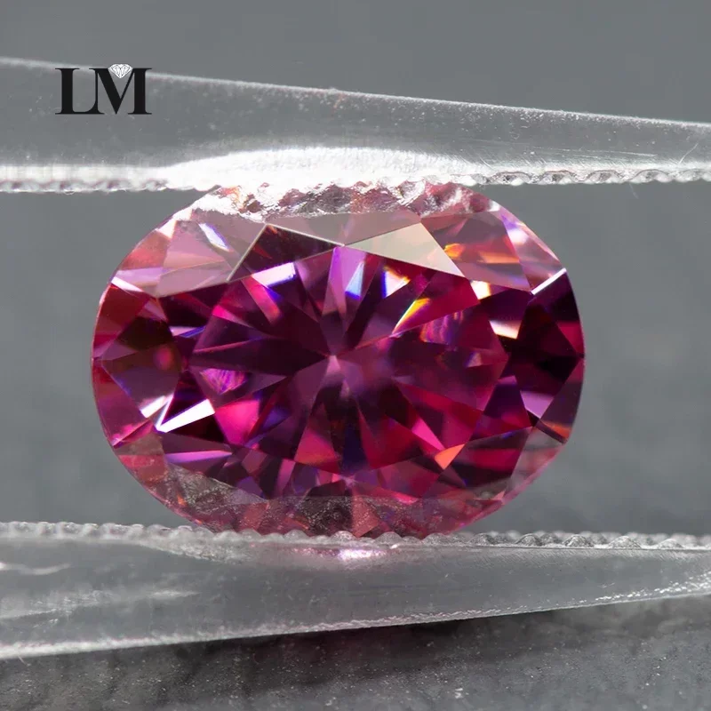 Moissanite Stone Oval Cut Pink Color Lab Created Heat Diamond Gemstone Jewelry Making Materials Comes With GRA Certificate