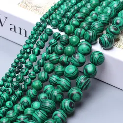 60-30 pz 4/6/8/10mm verde Malachite pietra preziosa pavone pietra naturale fai da te perline rotonde accessori per gioielli che fanno fascino