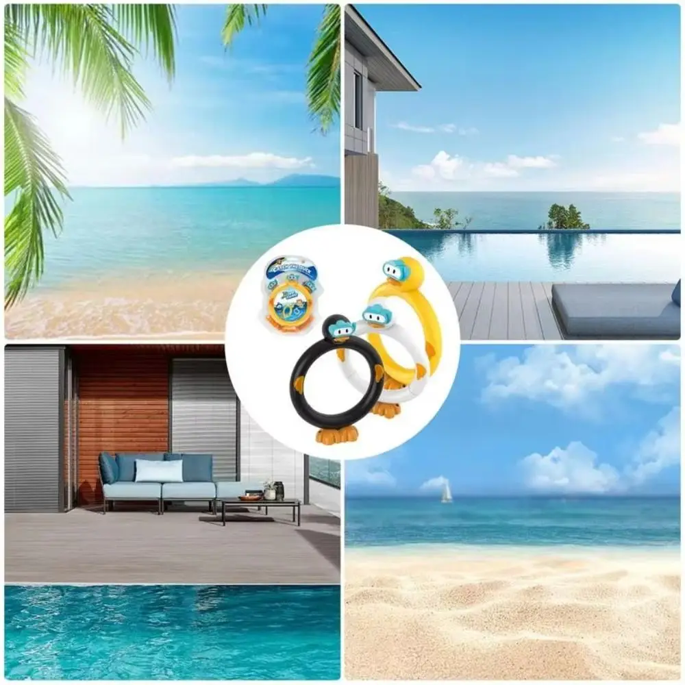 3 pçs/set portátil pato anel de água jogo piscina jogos plástico pato mergulho varas fácil de preencher dos desenhos animados piscina mergulho verão