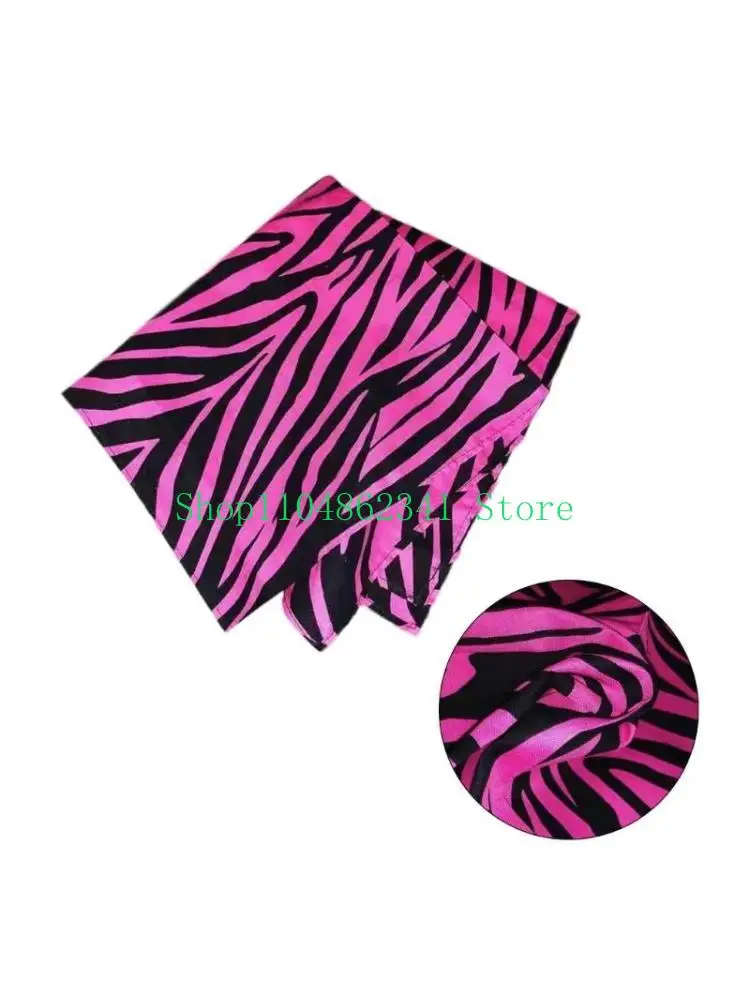 

652F Zebras Headscarf Y2kBandana Top Pink Zebras Bandan Women Handkerchief Turban