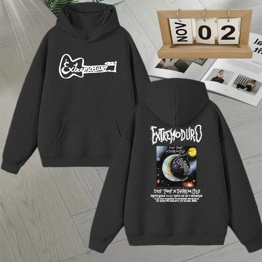 New Rock Band EXTREMODURO Tour Hoodies Fleece Men Women Autumn Winter Double Sided Print Sweatshirt Long sleeve Unisex Pullovers