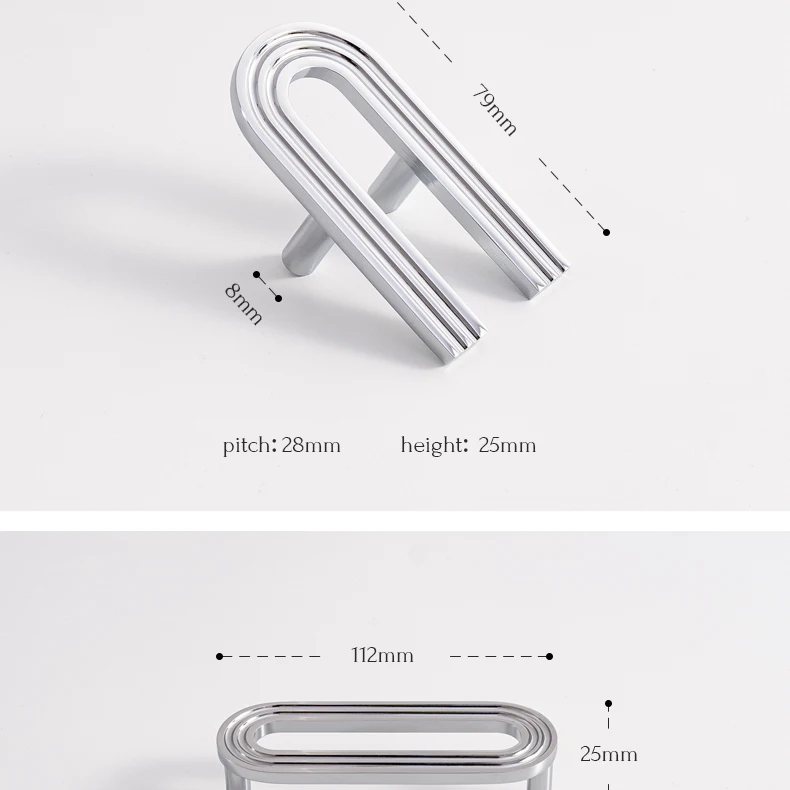 Chrome finished solid brass cabinet handle — supplier illustration 23