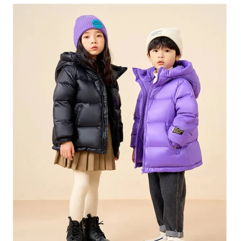 

Children's Down Jacket Winter New Bread Jackets For Boys Girls Fashion Teenage Solid Hooded Snowsuits Winter Children Outerwear