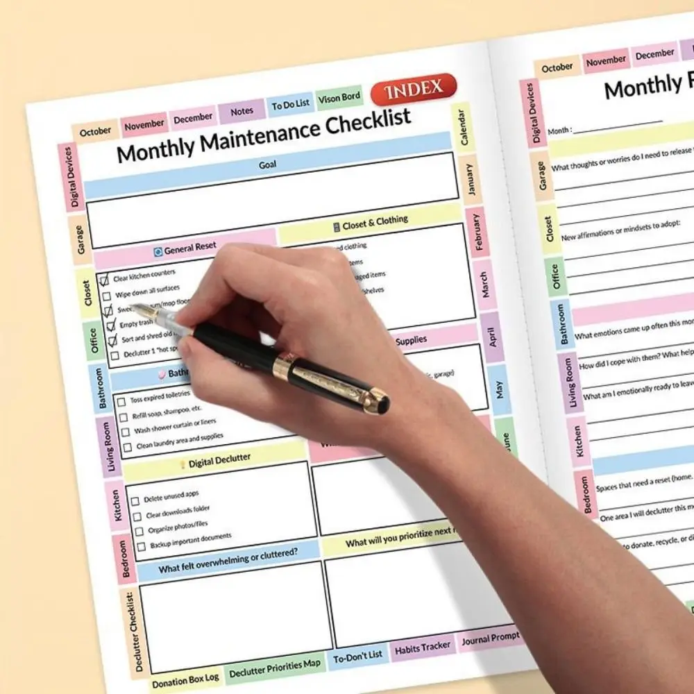 Vibrant Illustrated Home Organization Log Book Stepwise 60 Pages Declutter Planner Daily Task Management Practical