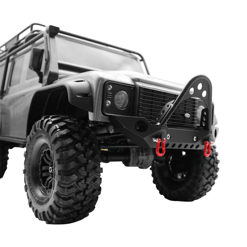 Metal Front Bumper with Lights for 1/10 RC Crawler TRX4 Axial SCX10 II 90046 & SCX10 III AXI03007 YK4028 RGT 86100 D90