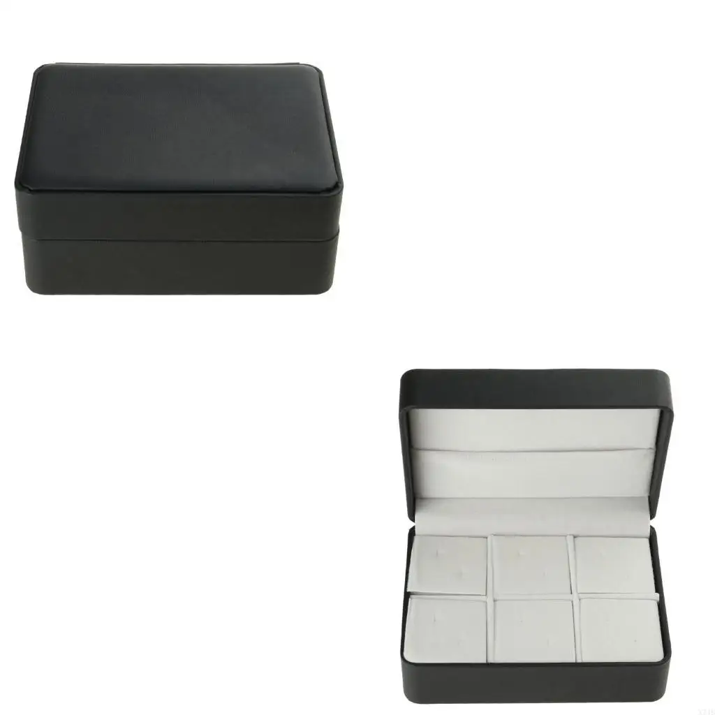 

Black 6 Pairs Cufflink Storage Box Brooch Case Jewelry for Travelers