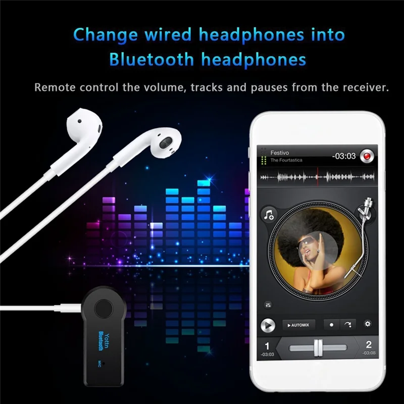 -HOPE 2-In-1 Wireless Bluetooth Receiver 3.5Mm Aux Audio Music Adapter With Hands-Free Functionality USB BT Connectivity