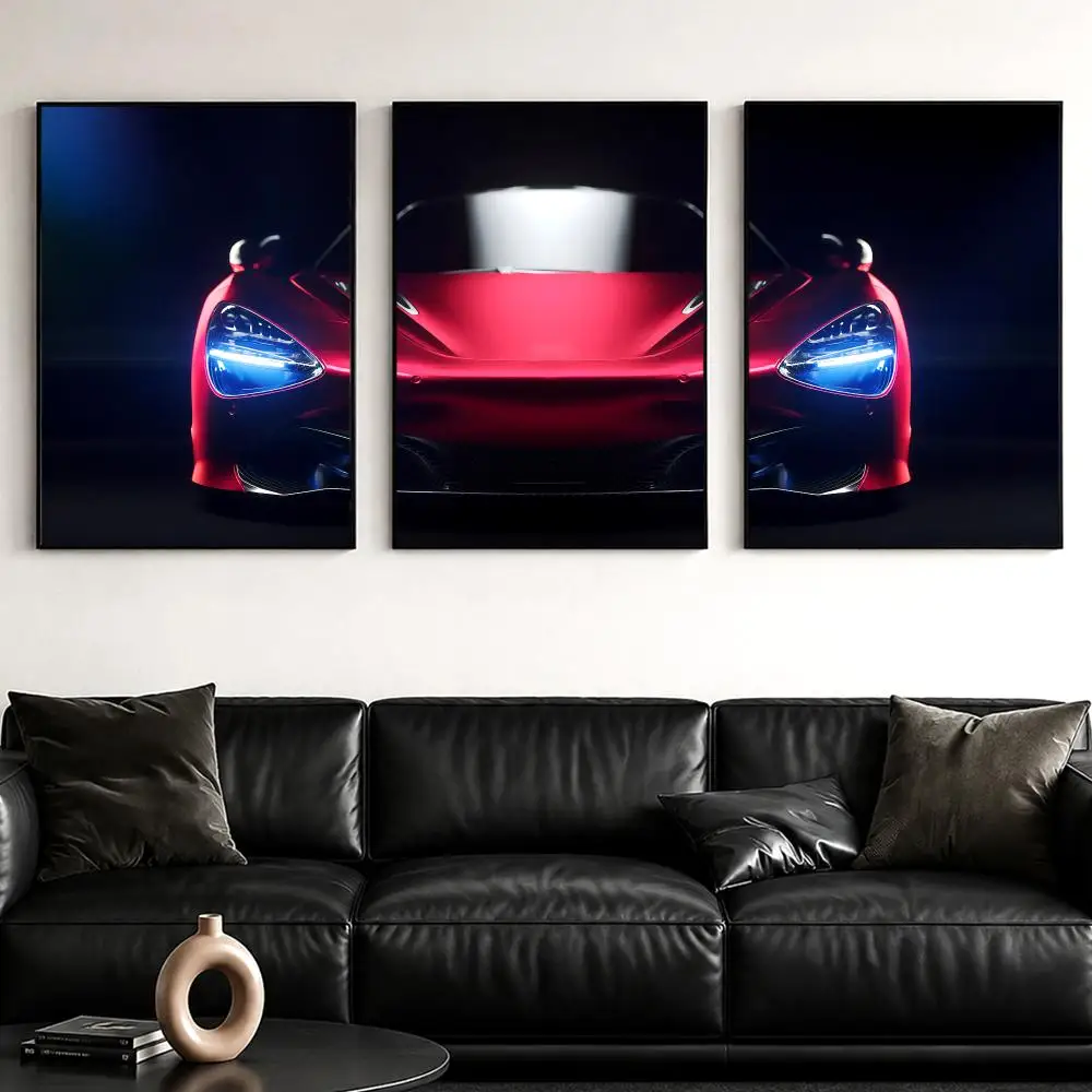 Red Supercar Front Profile Painting Calligraphy Canvas Wall Art Poster Set for Bedroom Living Room Home Decor Prints Gift