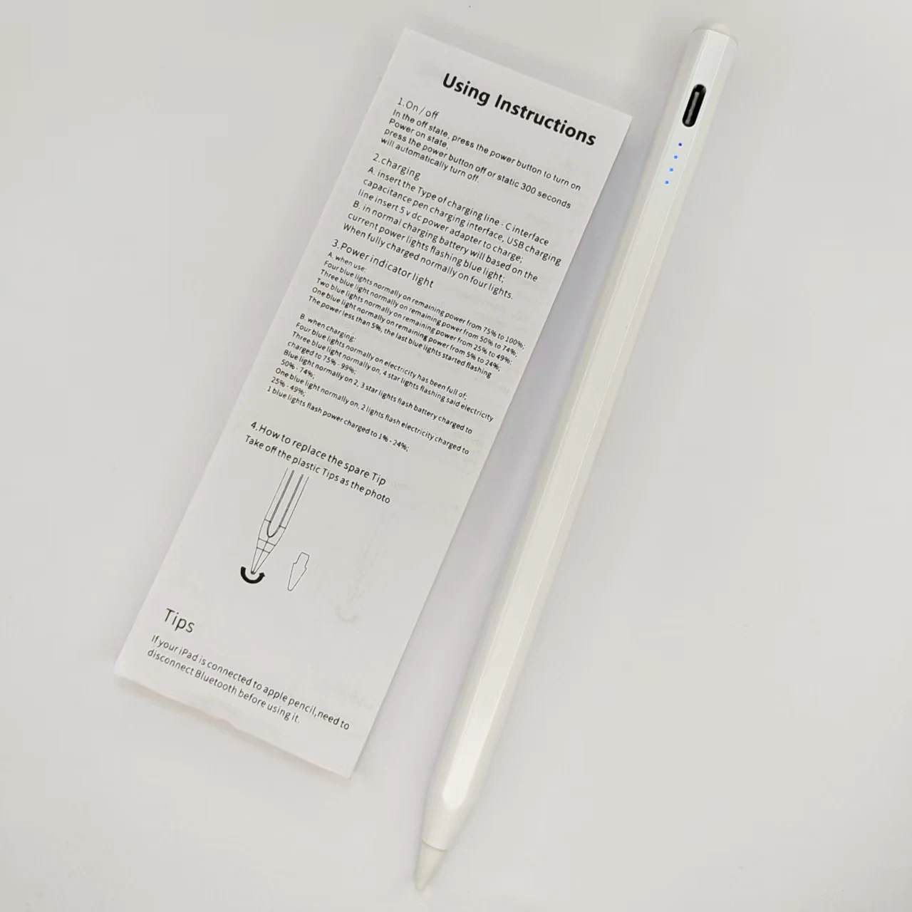 1-2 pcs Stylus Pen For Apple Pencil，Bluetooth free,  active recognition， suitable for Apple 2018-2024 iPad products stylus pen
