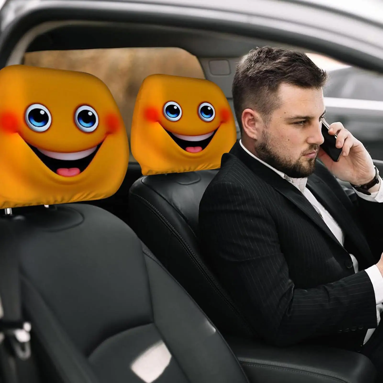 Headrest Covers For Cars 2 Pieces Removable Head Rest Covers Protector Prank Pillowcase For Home Daily Outdoor Family Commute