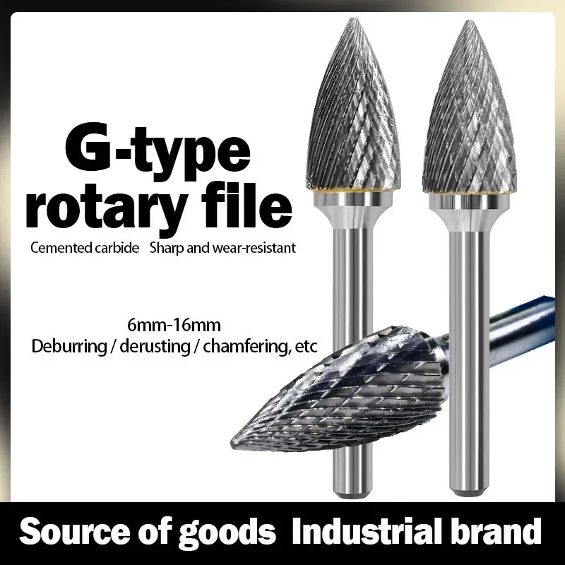 

Tungsten Steel Grinding Head Carbide Rotary File Arc Pointed Milling Cutter Metal Grinding Engraving Single And Double Groove G