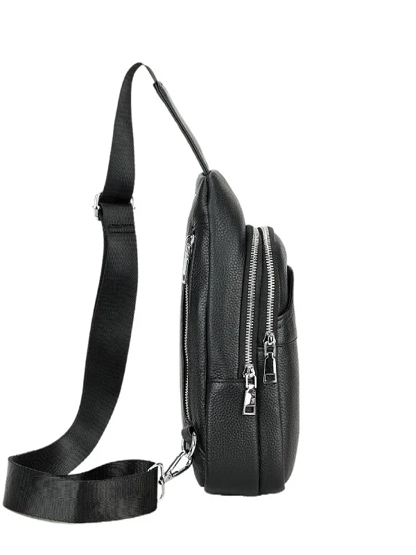 Men's Leather Chest Crossbody Bag - usage example