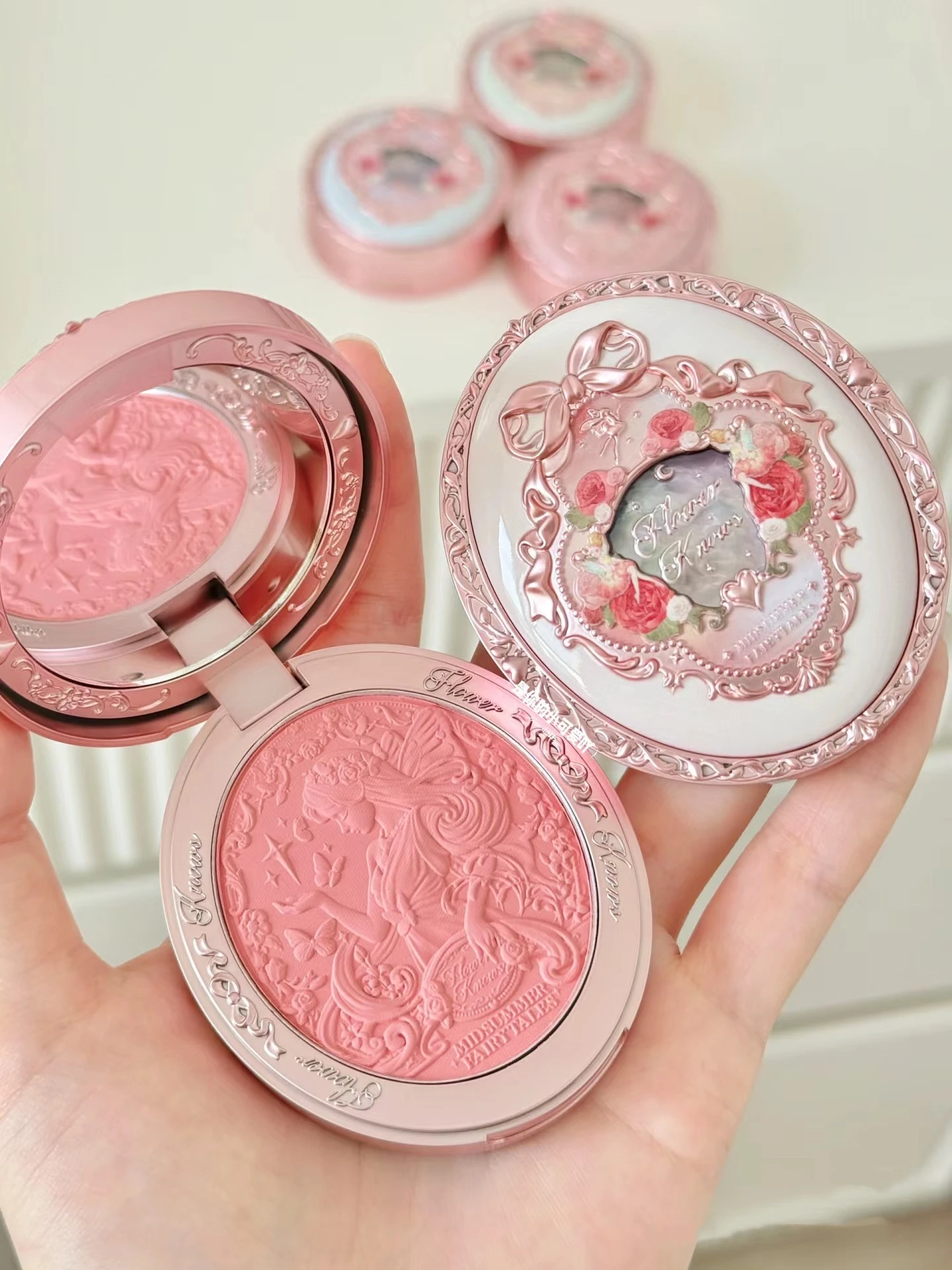 Flower Knows Blush Powder Midsummer Fairytales Collection Velvet Embossed 4g Makeup 100% Original！FlowerKnows