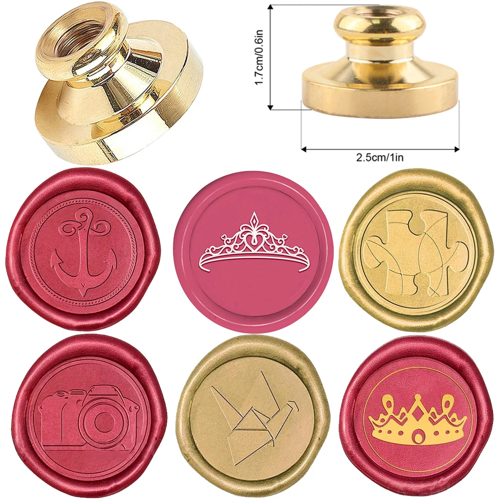 Crown Camera Puzzle Crane Anchor Mixed Seal Wax Stamps 25mm Removable Brass Head for DIY Scrapbook Envelope Craft Greeting Cards