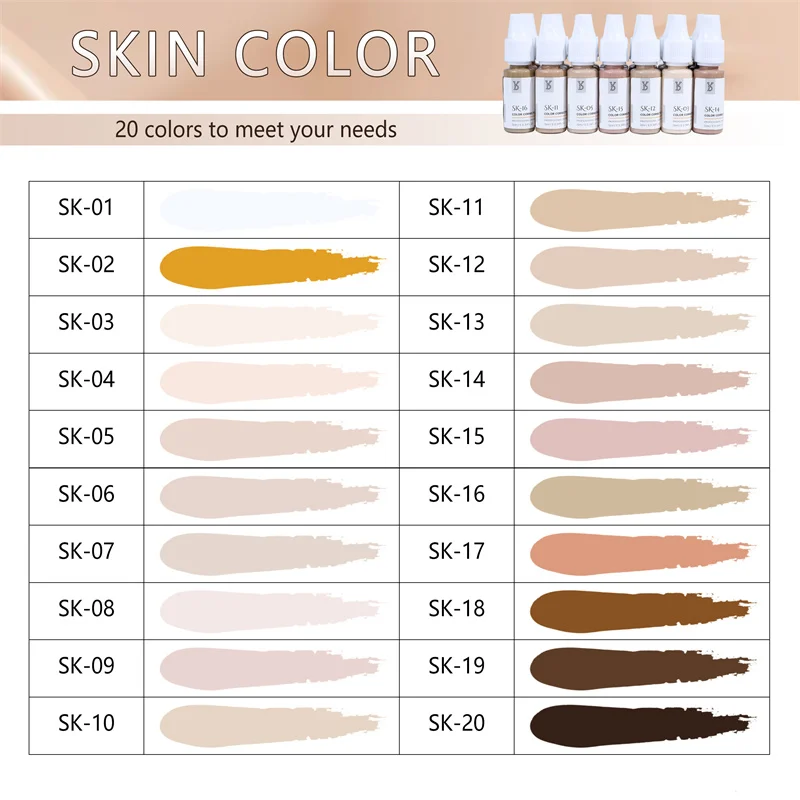 YD Professionelle 10ML Camouflage Pigment Semi Permanent Make-Up Tattoo Tinte für Narbe Abdeckung Dehnungsstreifen Vitiligo Wiederherstellung Haut Ton