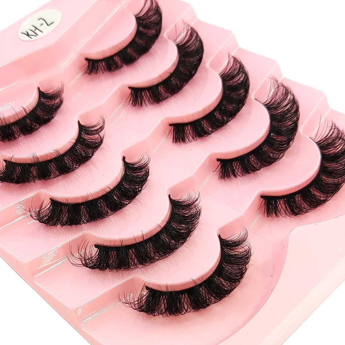 HBZGTLAD 5 pairs of Russian striped eyelashes fluffy mink eyelashes 3D fake eyelashes Russian curly eyelashes fake eyelashes dra