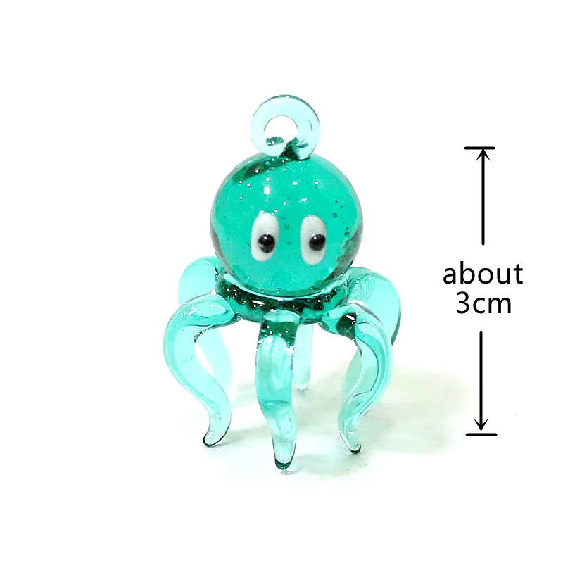 Cute Murano Glass Octopus Mini Figurine Pendant Aquarium Decor Hanging Sea Animal Ornament Female DIY Jewelry Making Accessories