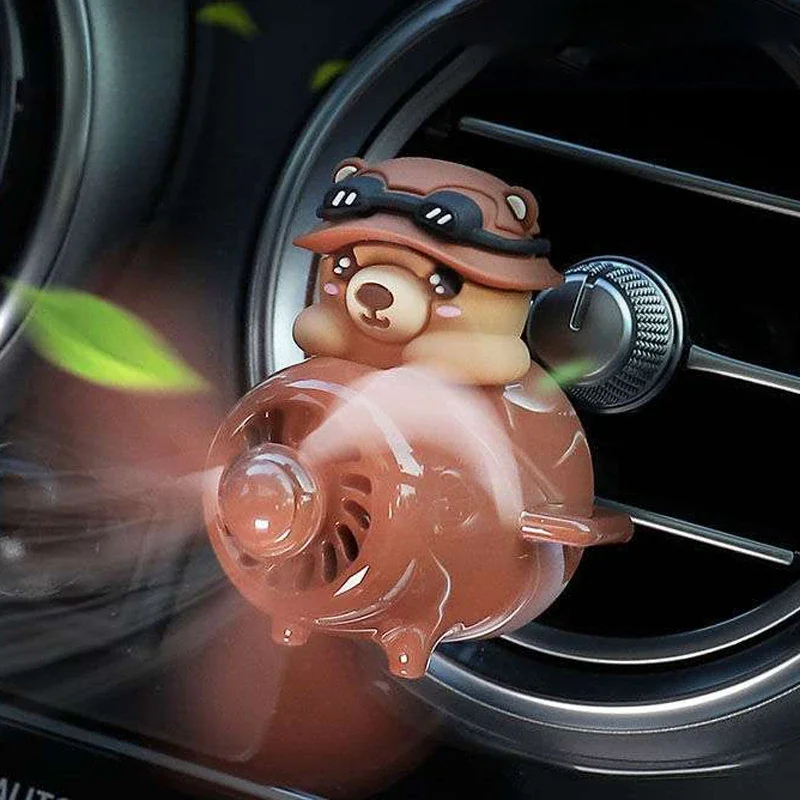 Car Air Freshener Bear Fragrance Pilot Rotating Propeller Outlet Fragrance Magnetic Design Auto Accessories Perfume Diffuse