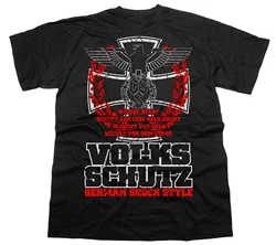 Volksschutz. German Schock Style Empire Eagle Iron Cross T-Shirt. Summer Cotton O-Neck Short Sleeve Mens T Shirt New S-3XL