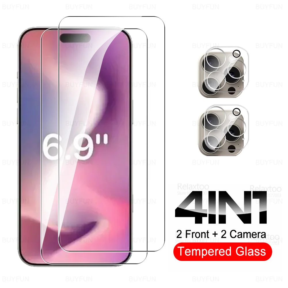 4To1 Full Glue Tempered Glass Cover For iPhone 16 Pro Max Screen Protector 3D Camera Glas iPhone16 Plus iPhone16Pro 16Pro ProMax