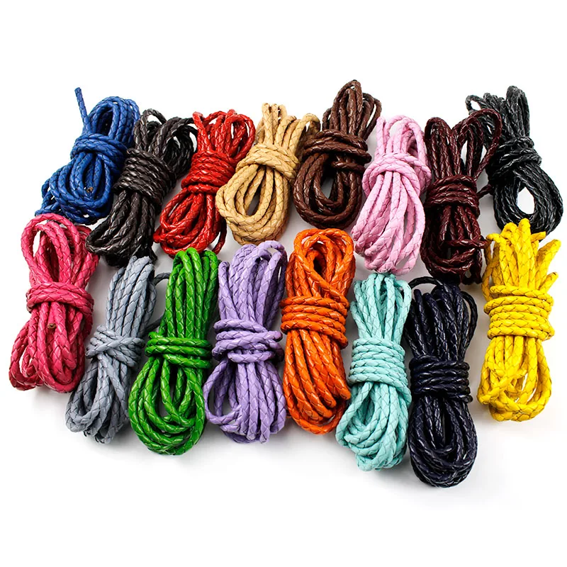 2 Meters Braided Genuine Leather Cords 3/4/5/6mm Handcraft Braided Leather String Cord For Jewelry Making Accessories Wholesale