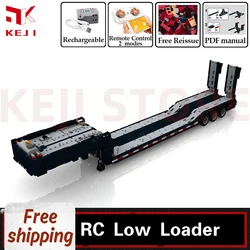 KEJI MOC-10554 Custom RC low loader with ramps Engineering Vehicle Building Blocks Bricks Kits Toys Chil