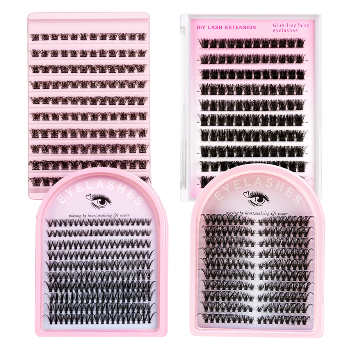 Mixed Length D Curl DIY Eyelash Extension Individual Eyelashes Kit Soft Natural Look with Bond And Seal Remover Daily Use