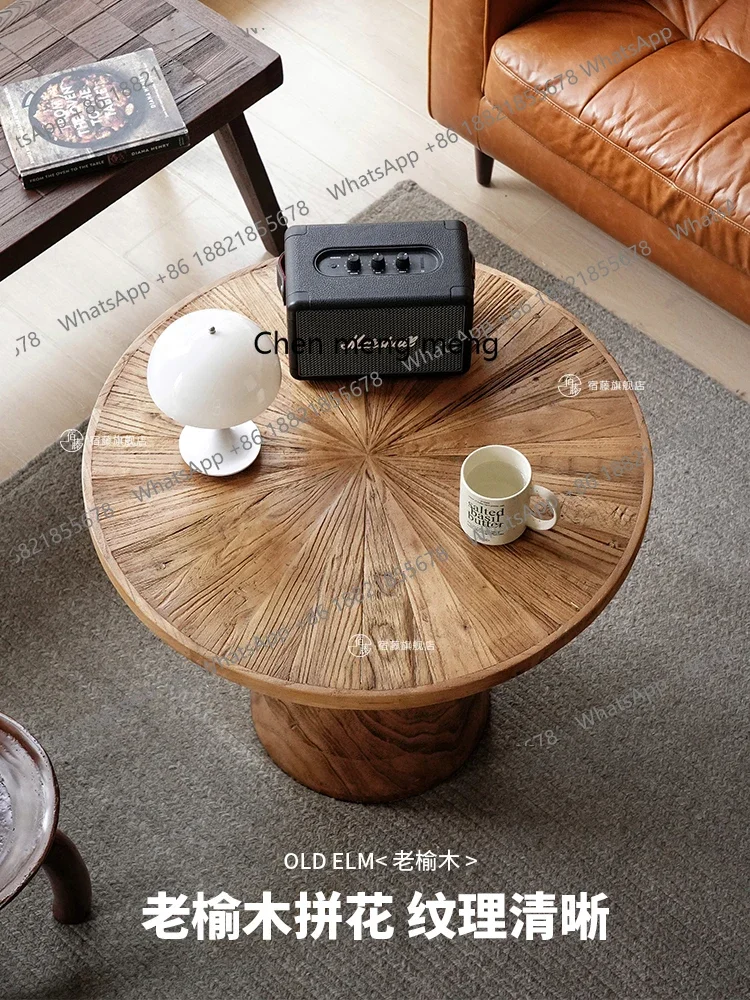 Suvine wabi-sabi wind living room coffee table light luxury high-end tea table tea table old elm parquet minimalist