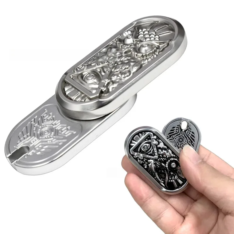 Owl EDC Mechanical Slider Fidget Magnetic Push Card Metal Pushing Plate Haptic Coin Sensory Stress Reducing Toys Anti Anxiety