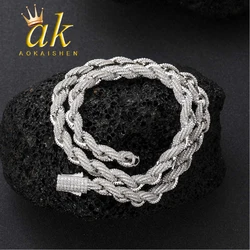 Aokaishen 8mm Stainless Steel Rope Chain for Men PVD Plated Rock Street Hip Hop Jewelry